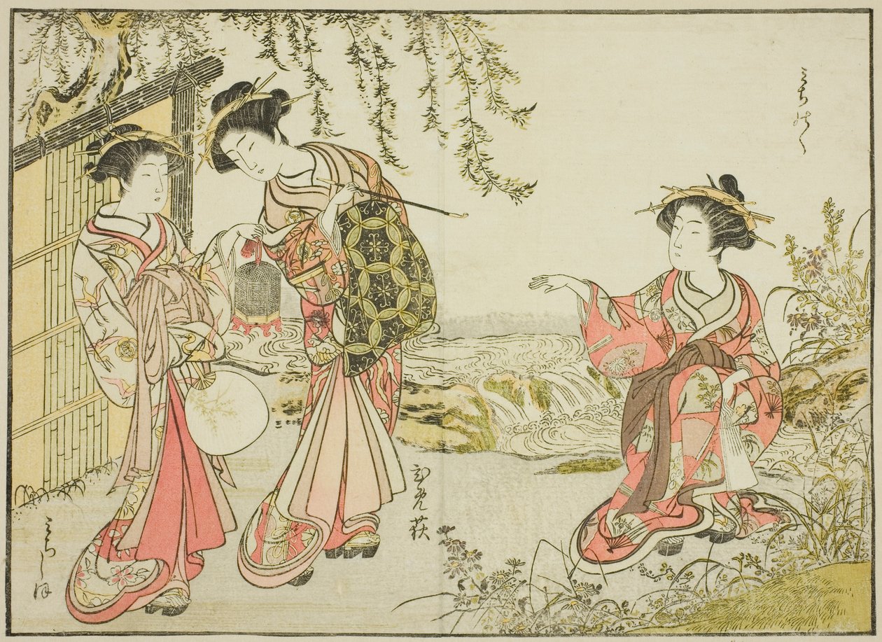 Kurtizány z Kadotsutaya, z knihy "Zrcadlo krásných žen ze čtvrtí rozkoše (Seiro bijin awase sugata kagami)," sv. 1 od Katsukawa Shunsho