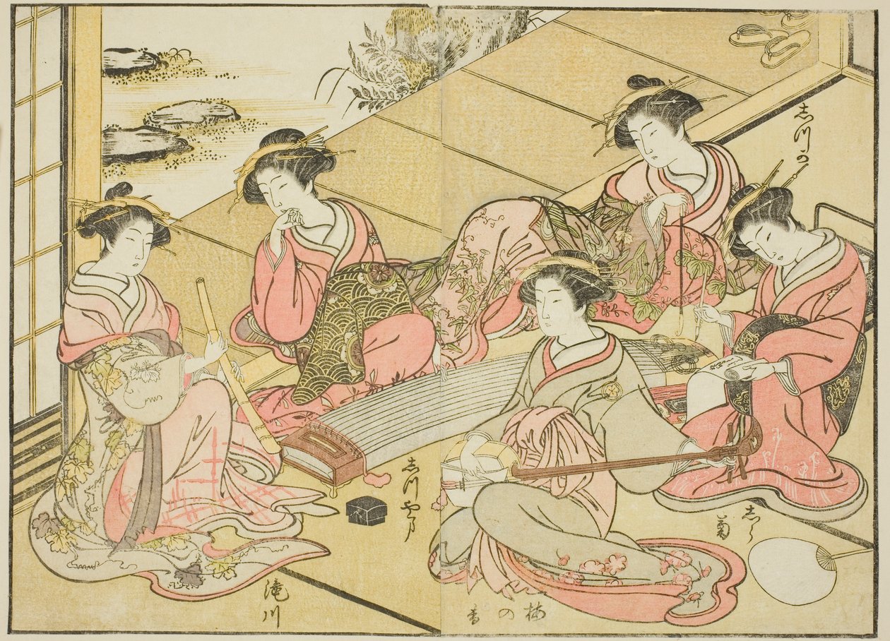 Kurtizány z Tamaya, z knihy "Zrcadlo krásných žen ze čtvrtí rozkoše (Seiro bijin awase sugata kagami), sv. 1 od Katsukawa Shunsho