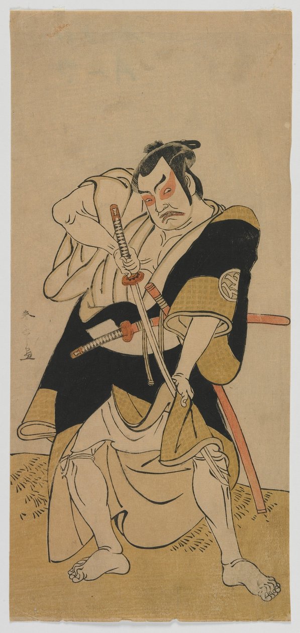 Kabuki herec Nakamura Sukegoro II jako samuraj, období Edo, konec 70. let 18. století (barevný dřevotisk) od Katsukawa Shunsho