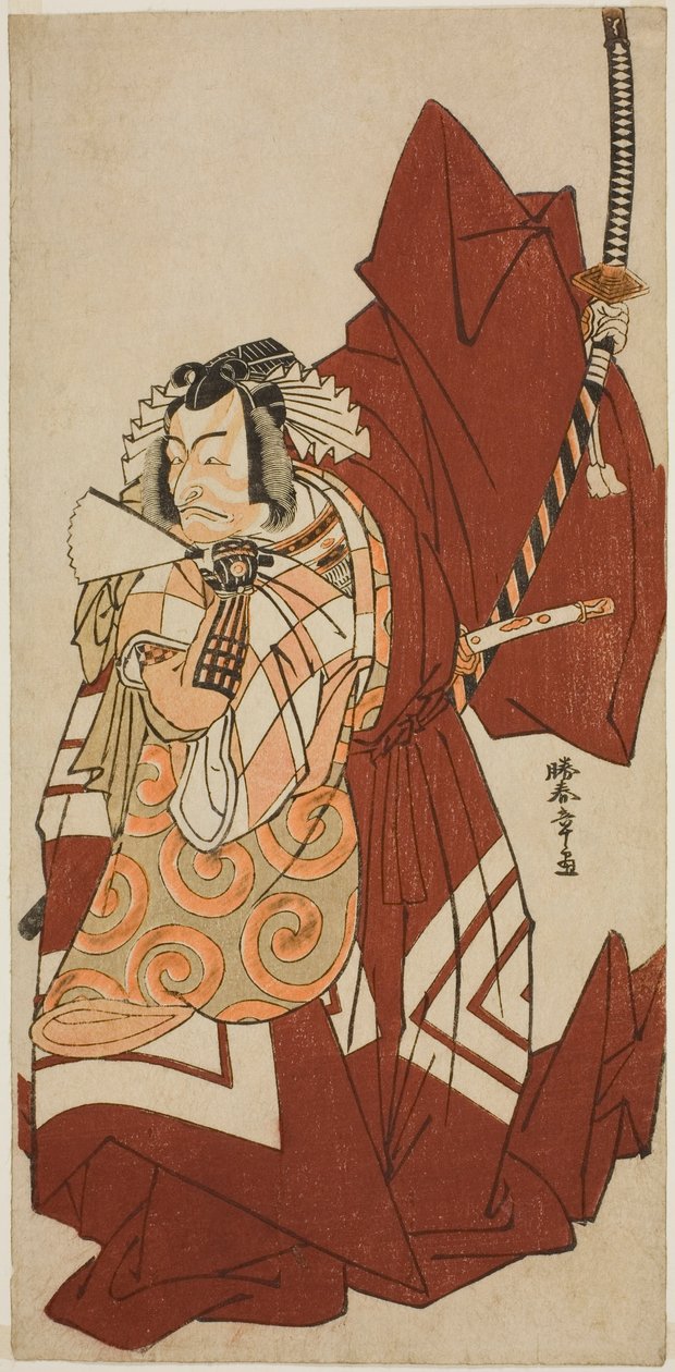 Herec Ichikawa Danjuro V jako Hannya no Goro ve hře Sugata no Hana Yuki no Kuronushi, hrál v divadle Nakamura v jedenáctém měsíci, 1776 od Katsukawa Shunsho
