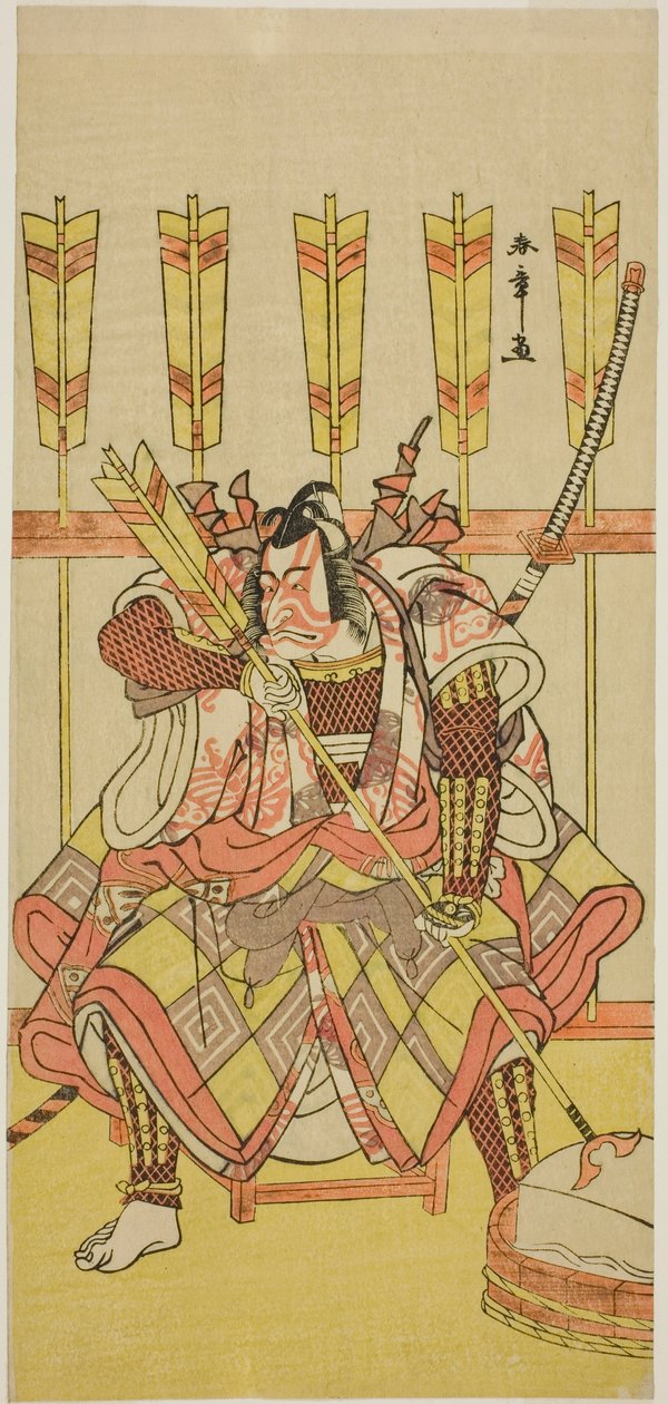 Herec Ichikawa Danjuro V jako Yanone Goro ve hře Kuruwa-gayoi Komachi Soga, hrál v divadle Nakamura v pátém měsíci, 1781 od Katsukawa Shunsho