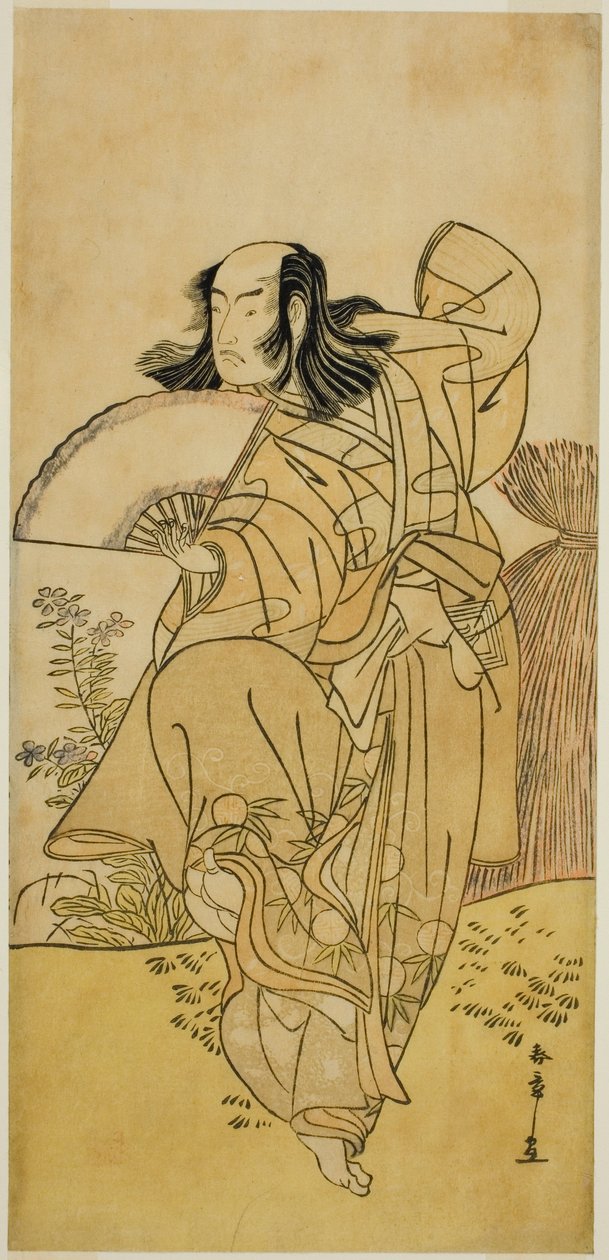 Herec Ichikawa Yaozo III jako Kusunoki Uraminosuke převlečený za lišku z Tsukamota (?), ve hře Kumoi no Hana Yoshino no Wakamusha (?), hrál v divadle Nakamura (?) v jedenáctém měsíci, 1786 (?) od Katsukawa Shunsho