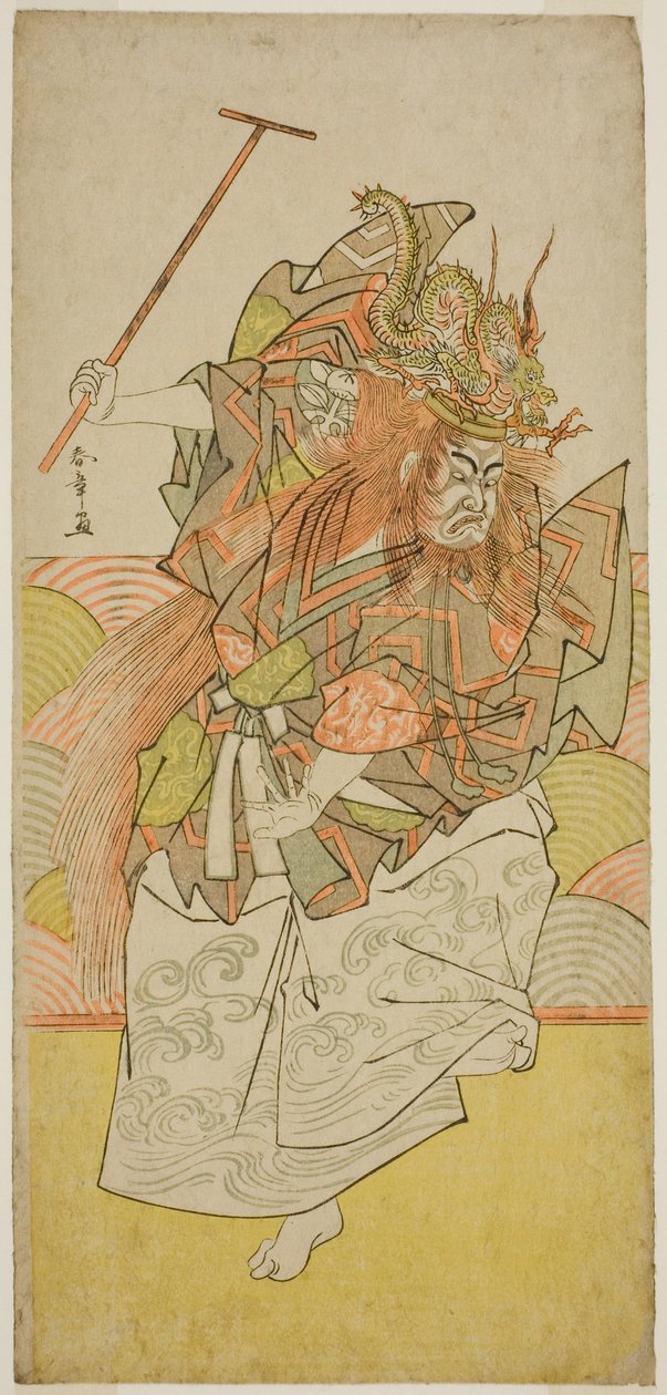 Herec Ichimura Uzaemon IX jako inkarnace dračího krále ve hře Saki Masuya Ume na Kachidoki, hrál v divadle Ichimura v jedenáctém měsíci, 1778 od Katsukawa Shunsho