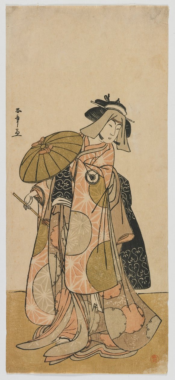 Herec Iwai Hanshiro IV jako cestovatel, období Edo, cca 1790 (barevný dřevořez) od Katsukawa Shunsho