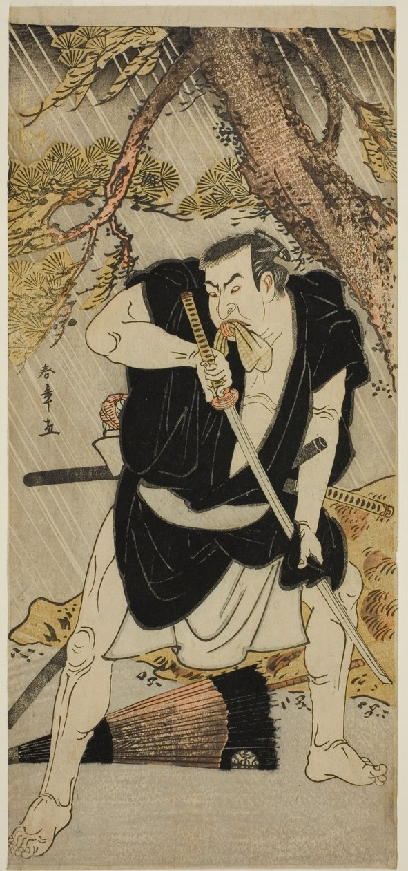 Herec Nakamura Nakazo I jako Ono Sadakuro ve hře Kanadehon Chushingura, hrál v divadle Ichimura v šestém měsíci, 1783 od Katsukawa Shunsho