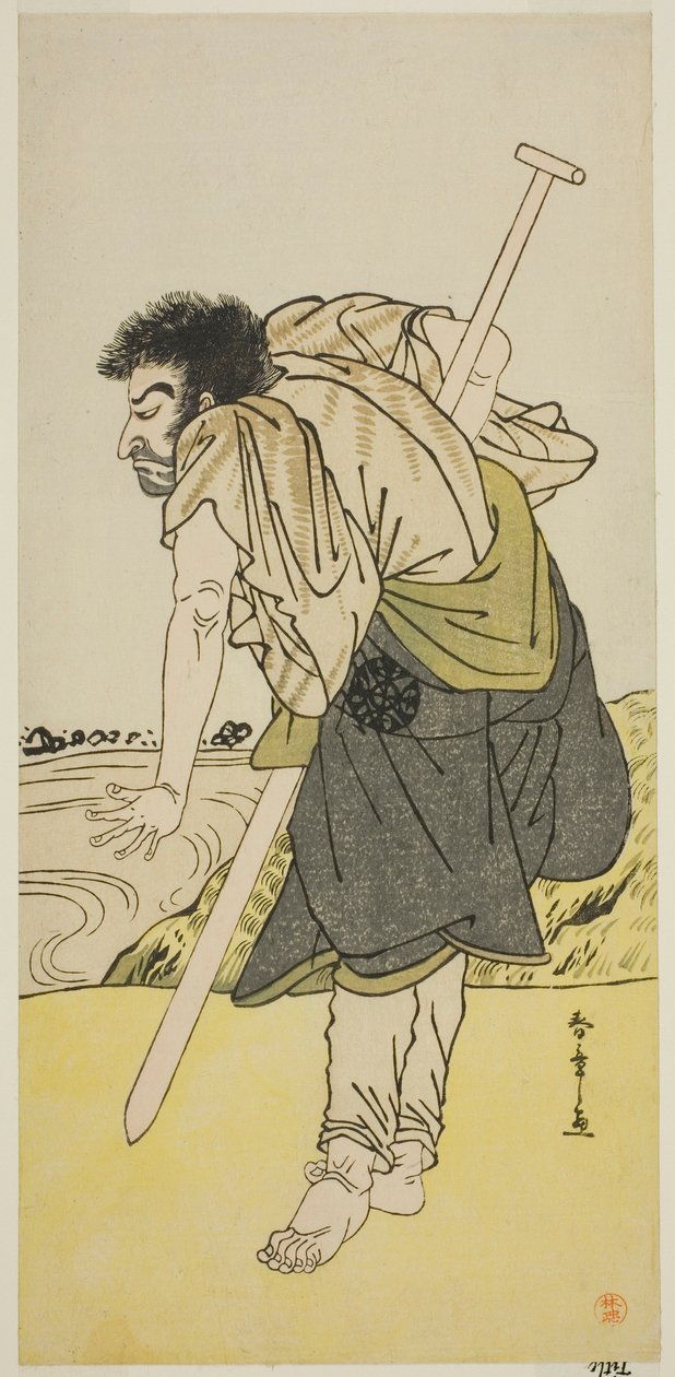 Herec Nakamura Nakazo I jako renegátský mnich Dainichibo ve hře Edo Meisho Midori Soga, uvedené v divadle Morita ve druhém měsíci, 1779 od Katsukawa Shunsho