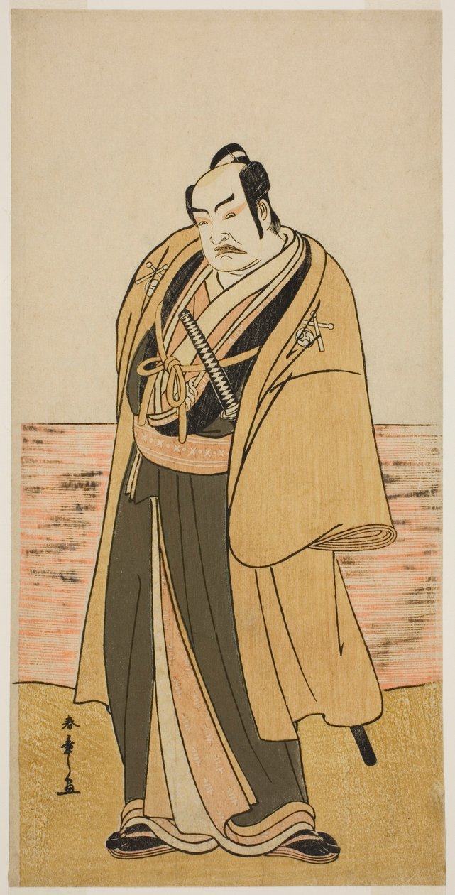 Nakamura Sukegoro II jako Kaminari Shokuro ve hře Hatsumombi Kuruwa Soga, uvedené v divadle Nakamura ve druhém měsíci, od Katsukawa Shunsho