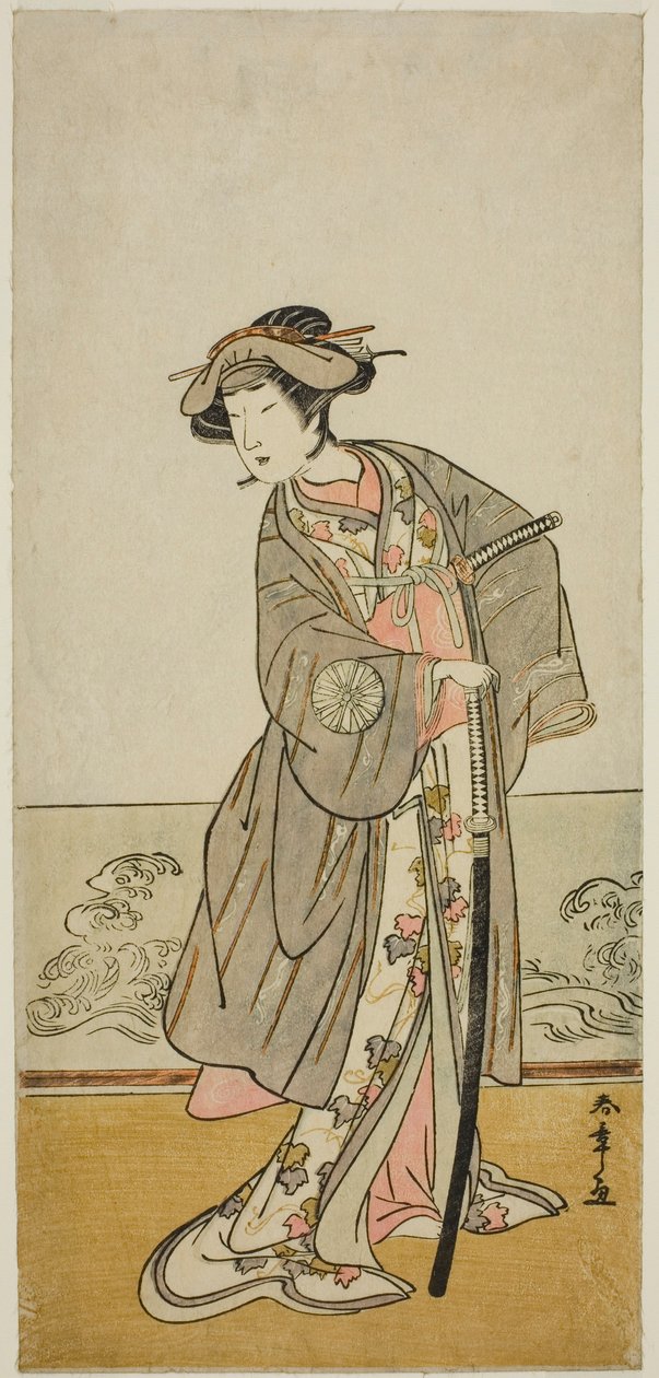 Herec Nakamura Tomijuro I jako Lady Hangaku (Hangaku Gozen) ve hře Wada-gassen Onna Maizuru, hrál v divadle Nakamura v sedmém měsíci, 1777 od Katsukawa Shunsho