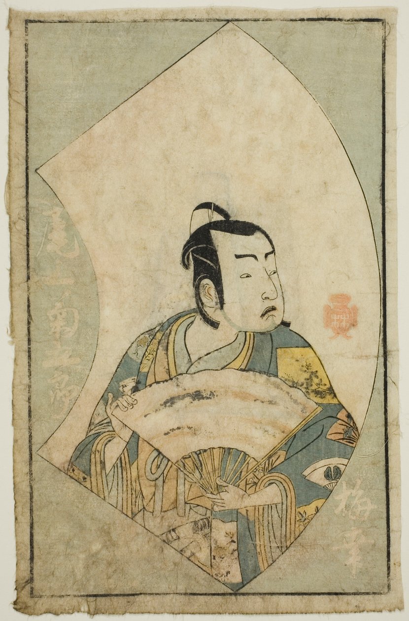 Herec Onoe Kikugoro I, z „Obrázkové knihy divadelních fanoušků (Ehon butai ogi)“ od Katsukawa Shunsho