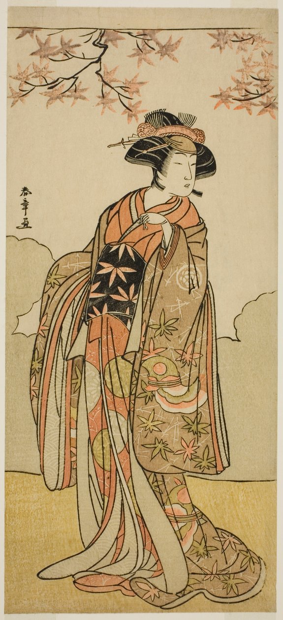 Herec Osagawa Tsuneyo II jako Onoe no Mae ve hře Date Nishiki Tsui no Yumitori, hrál v divadle Morita v jedenáctém měsíci, 1778 od Katsukawa Shunsho