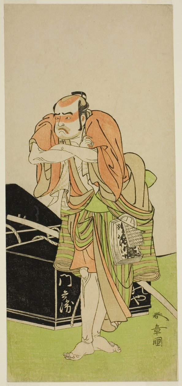 Herec Otani Tomoemon I jako Kawatabiya Mombei ve hře Oyoroi Ebido Shinozuka, hrál v divadle Nakamura v jedenáctém měsíci, 1772 od Katsukawa Shunsho