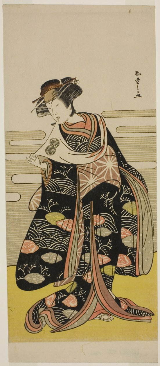 Herec Segawa Kikunojo III jako Onami převlečený za dračí princeznu ve hře Saki Masuya Ume no Kachidoki, hrál v divadle Ichimura v jedenáctém měsíci, 1778 od Katsukawa Shunsho