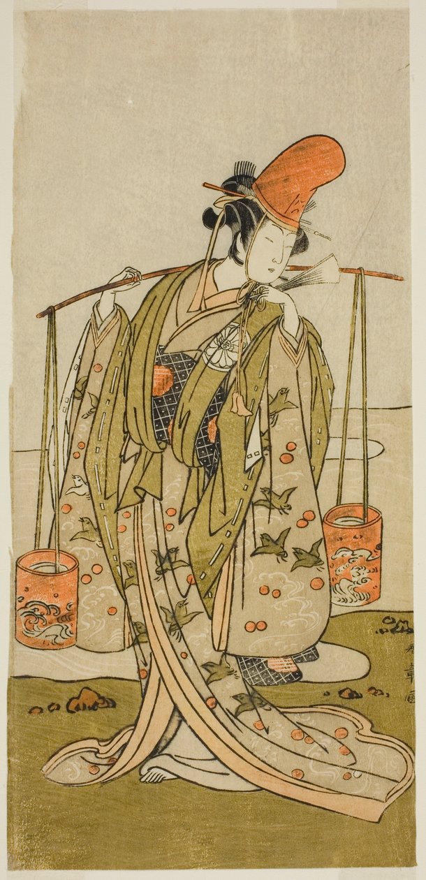 Herec Segawa Kitsuji III jako Murasame ve hře Gohiiki Kanjincho, hrál v divadle Nakamura v jedenáctém měsíci, 1773 od Katsukawa Shunsho