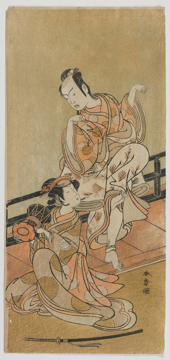 The Actors Arashi Sangoro II as Tadanobu and Segawa Kikunojo III as Shizuka Gozen in the Play Yoshitsune and the Thousand Cherry Trees, Edo period od Katsukawa Shunsho