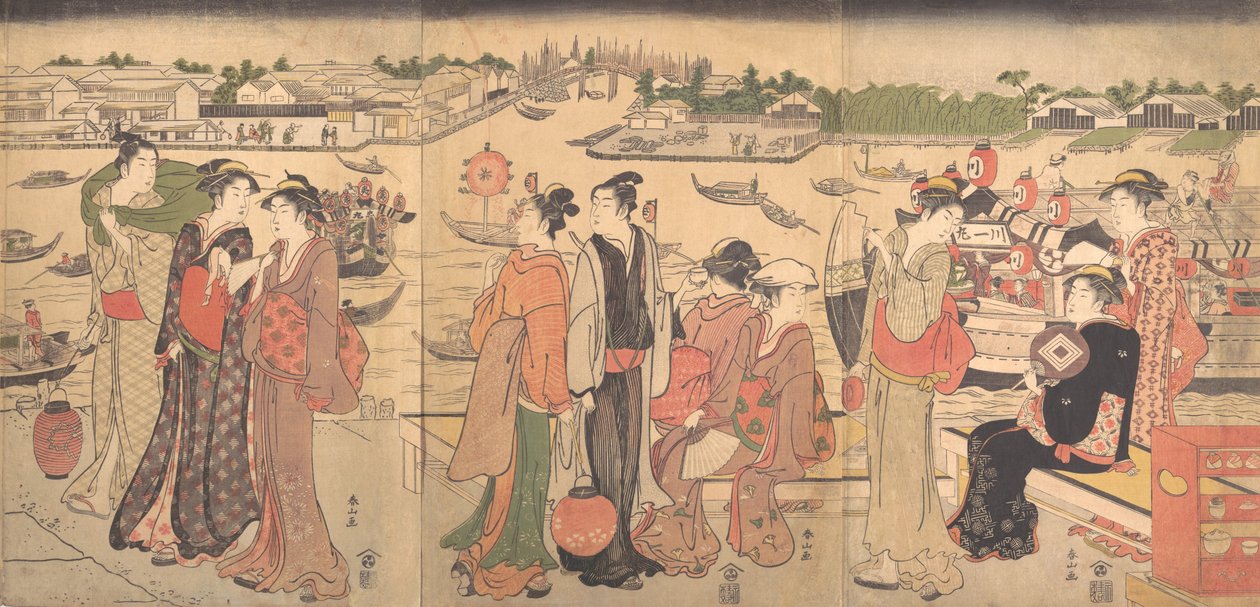 Festival u řeky Sumida, konec 18. století. od Katsukawa Shunzan