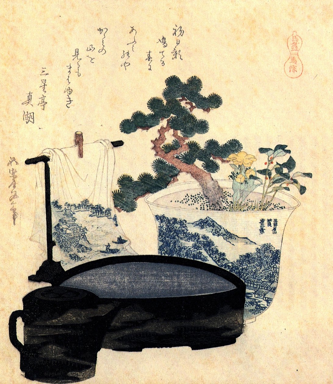 Lakované umyvadlo a umyvadlo od Katsushika Hokusai
