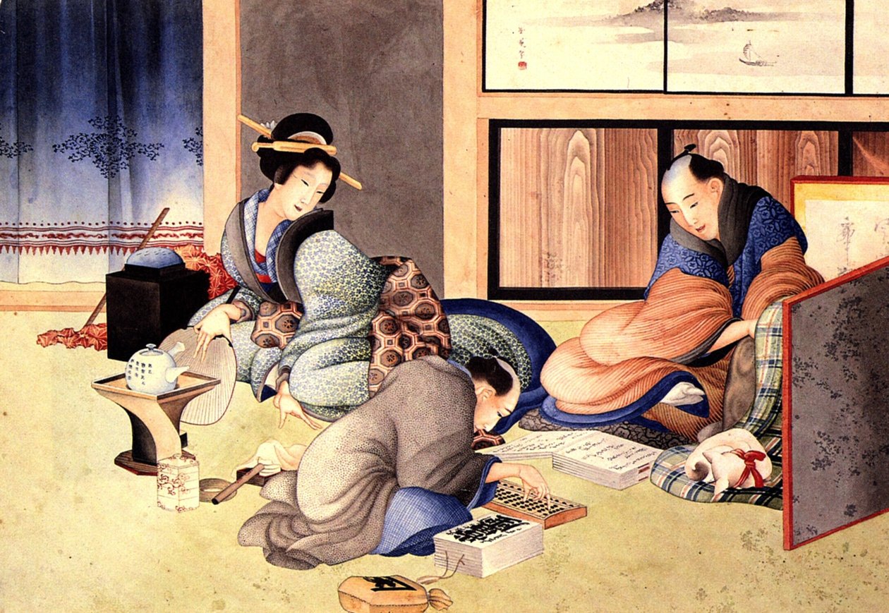 Obchodník tvořící účet od Katsushika Hokusai