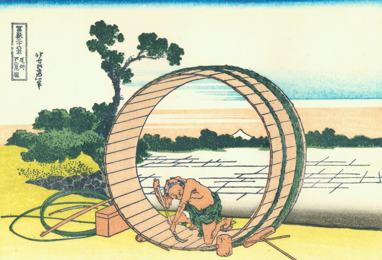 Fuji při pohledu z rýžových polí v provincii Owari od Katsushika Hokusai