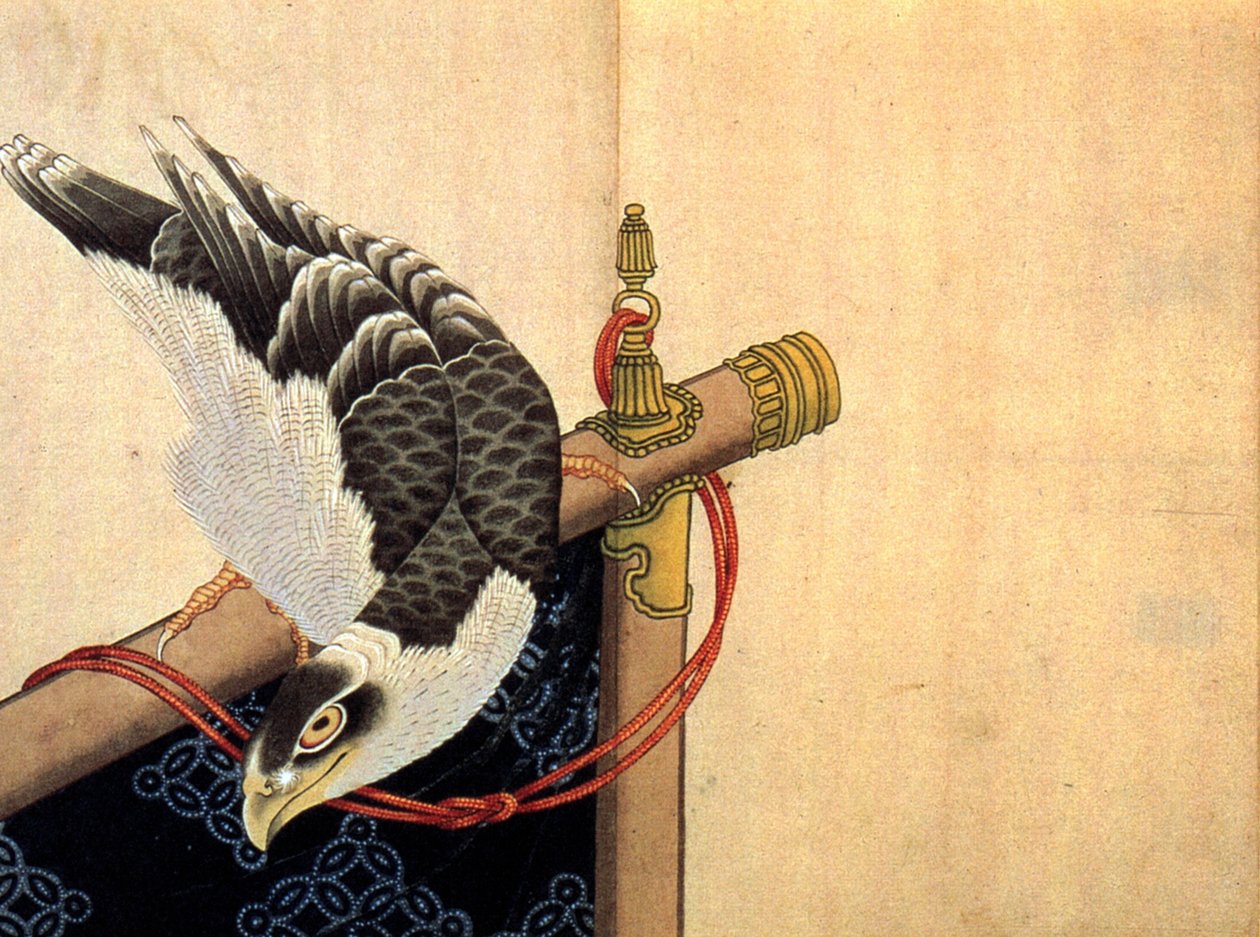 Jestřáb na slavnostním stánku od Katsushika Hokusai