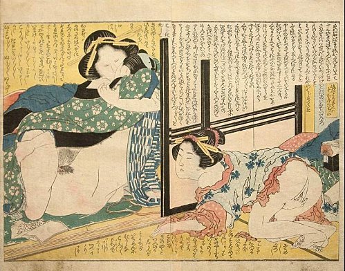 Shunga masturbace od Katsushika Hokusai