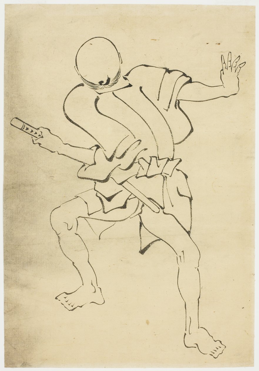 Armed Attendant (studium), c.1815-1849 (inkoust na papíře) od Katsushika (school of) Hokusai