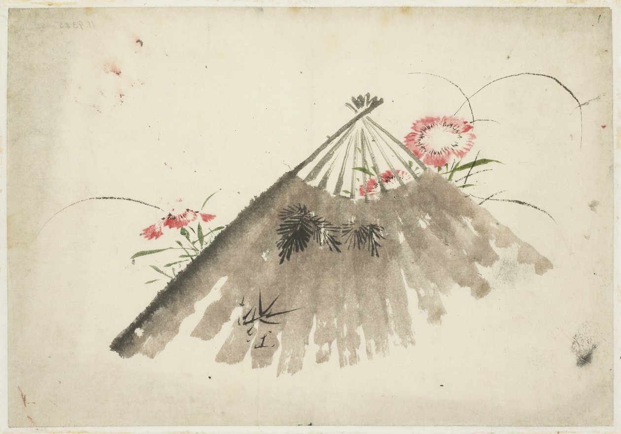 Vyřazený vějíř mezi růžovými od Katsushika (school of) Hokusai
