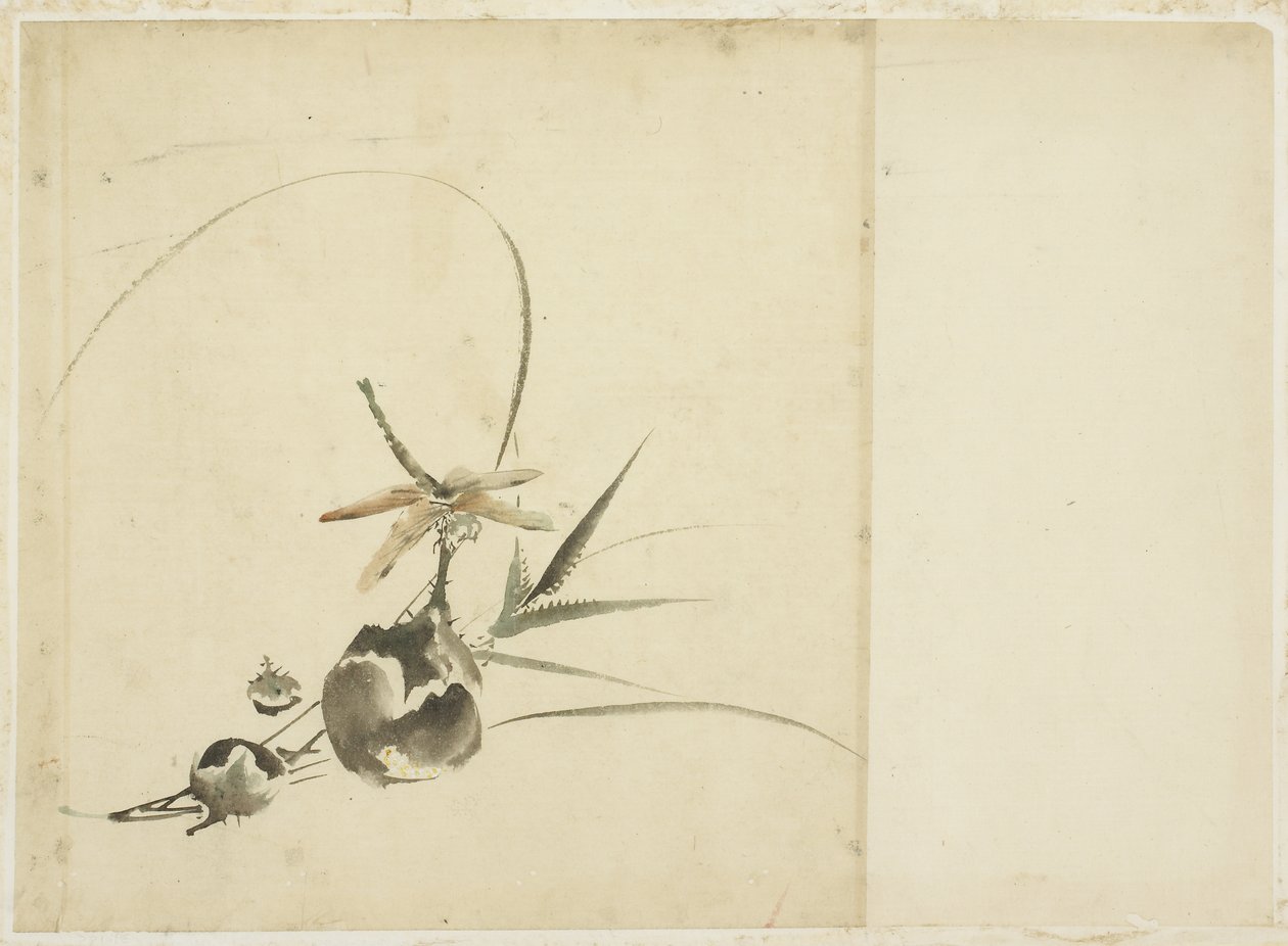 Ovocný sprej s vážkou od Katsushika (school of) Hokusai