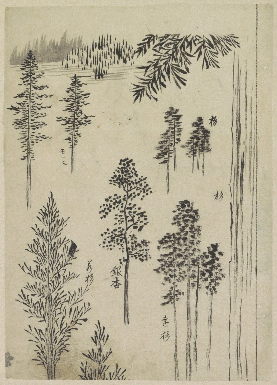 Krajina se stromy od Katsushika Hokusai (possibly)