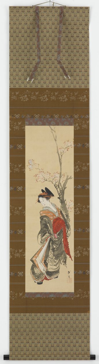 Kurtizána pod třešní, konec 18.-začátek 19. století. od Katsushika Hokusai
