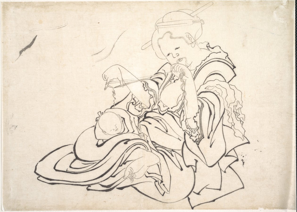 Žena s dítětem od Katsushika Hokusai