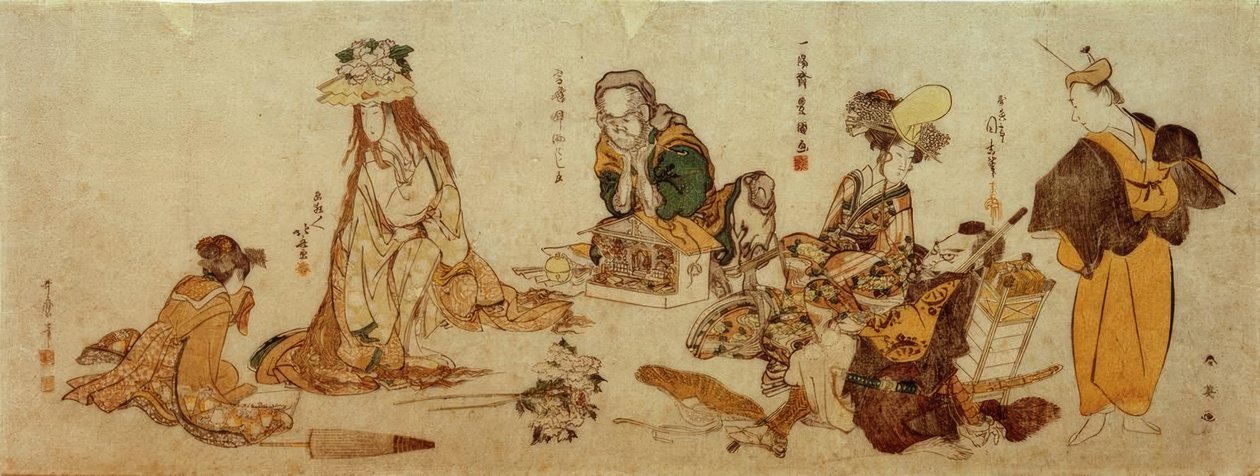 Narážky na kabuki tance od Katsushika Hokusai