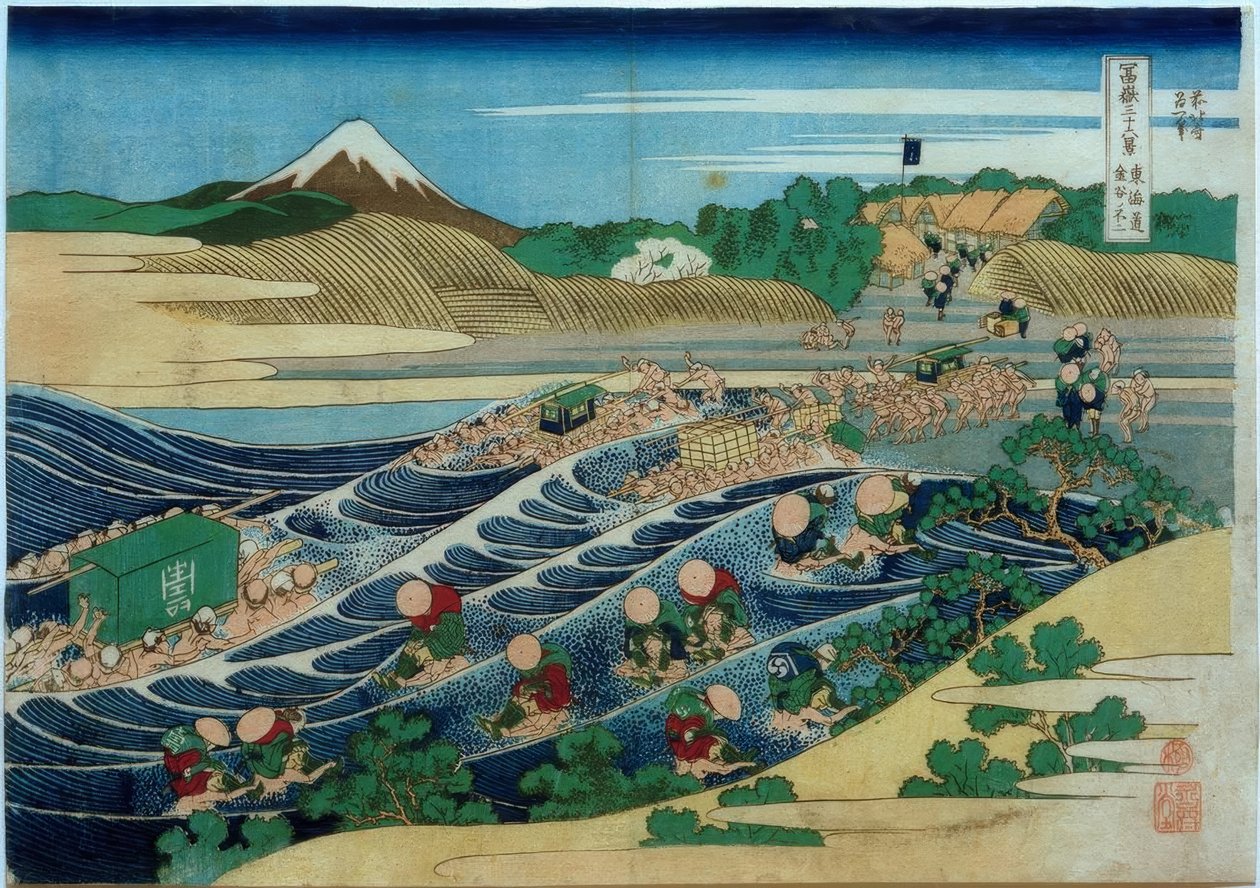 Hora Fuji při pohledu z Kanaya na silnici Tôkaidô od Katsushika Hokusai