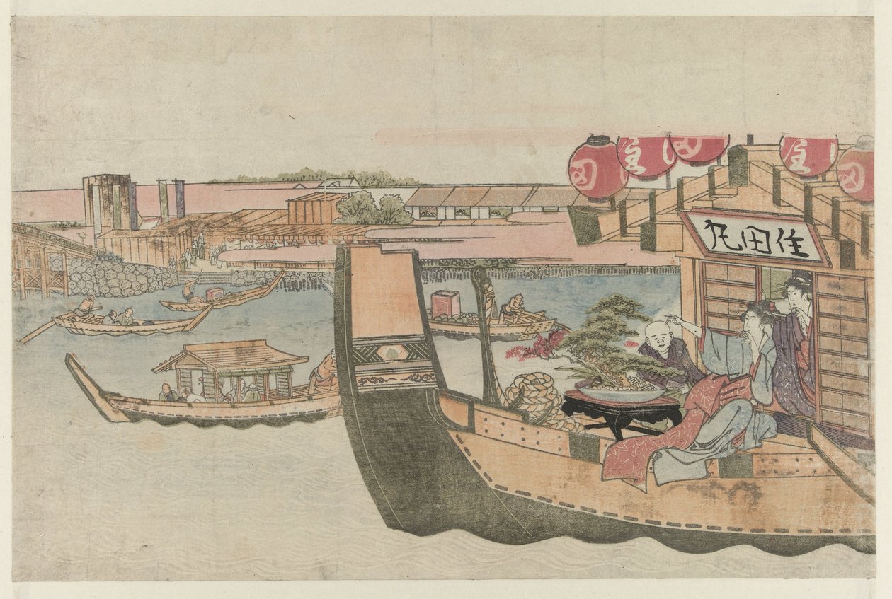 Plavba lodí na řece Sumida od Katsushika Hokusai