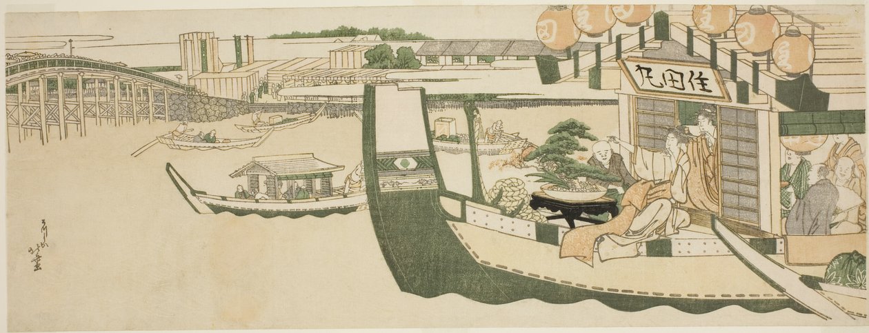 Vodácké párty na řece Sumida od Katsushika Hokusai