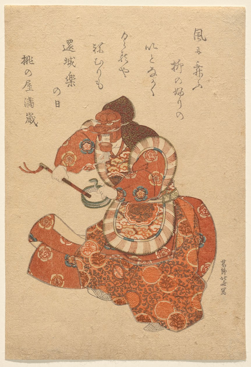 Tanečník bugaku v roli genjōraku od Katsushika Hokusai