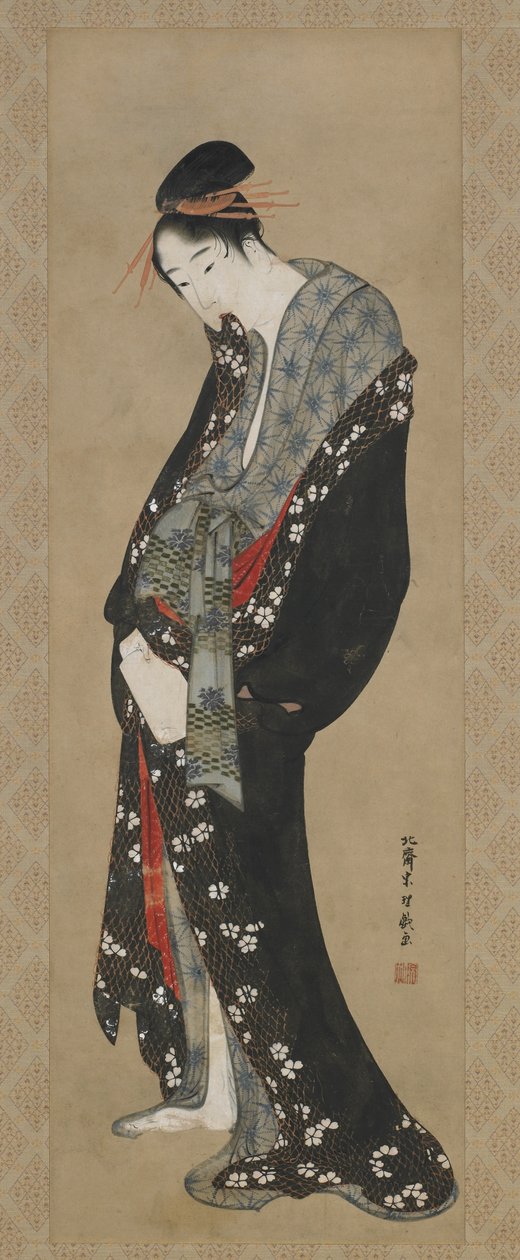 Kurtizána, období Edo (inkoust a barva na papíře) od Katsushika Hokusai