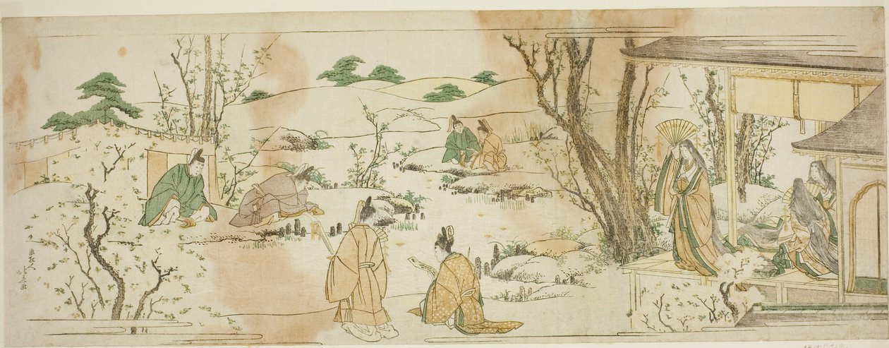 Dvorská událost po vzoru Lanting Gathering od Katsushika Hokusai