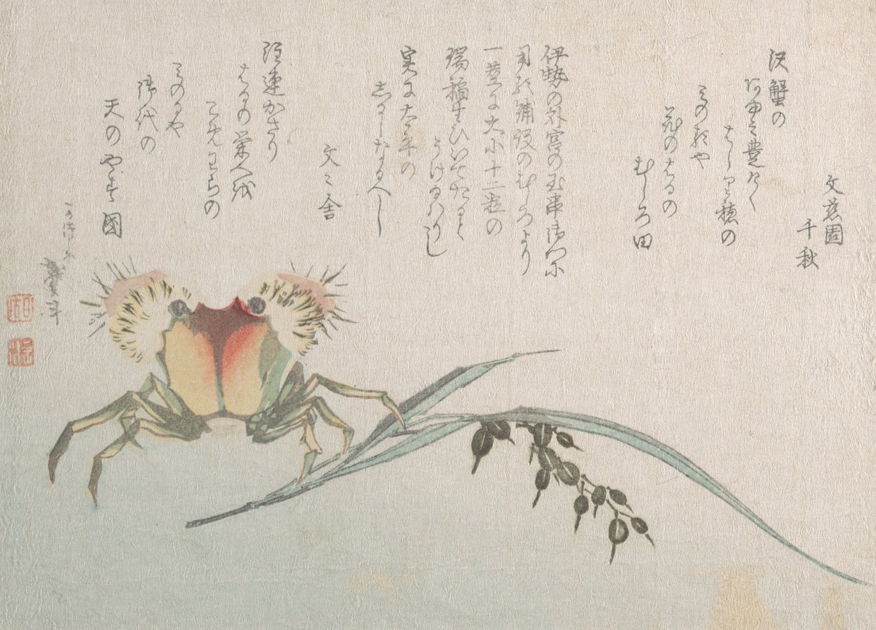 Závod krabů a rýže, 19. století. od Katsushika Hokusai