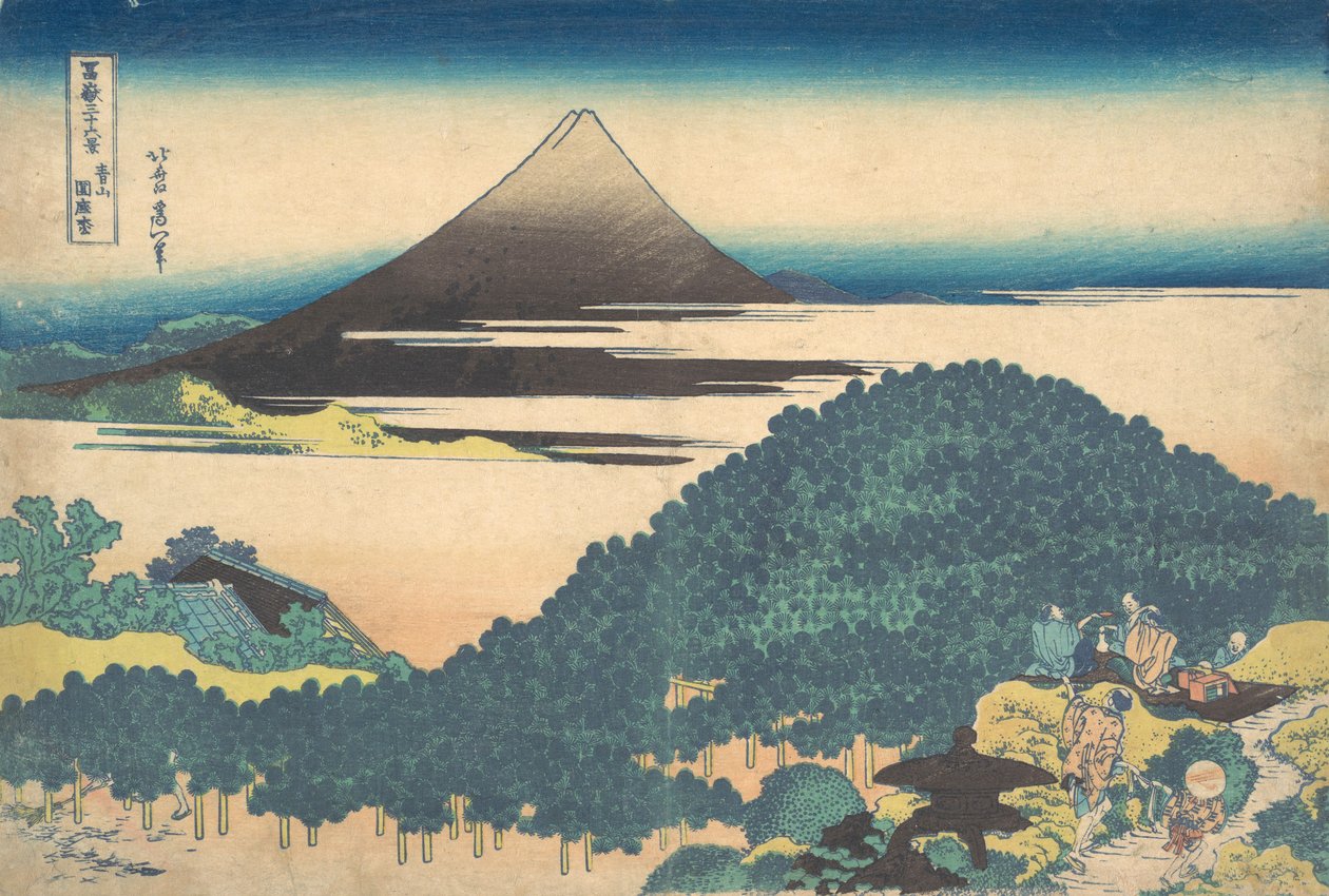 Cushion Pine at Aoyama Aoyama enza no matsu, ze série Třicet šest pohledů na ..., ca. 1830-32. od Katsushika Hokusai