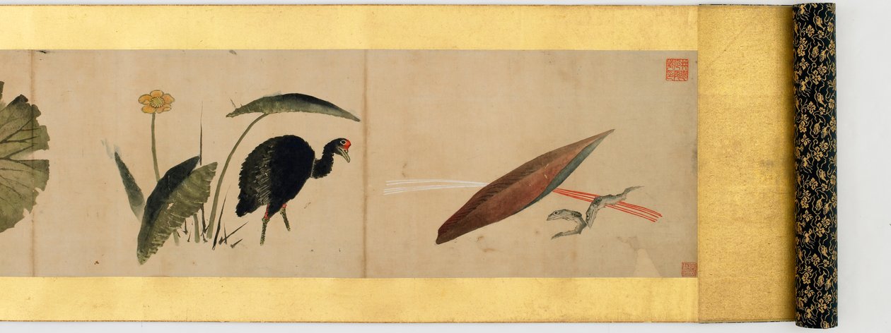 Detail ručního rolování s různými obrázky, období Edo, 1839 inkoust a barva na papíře od Katsushika Hokusai