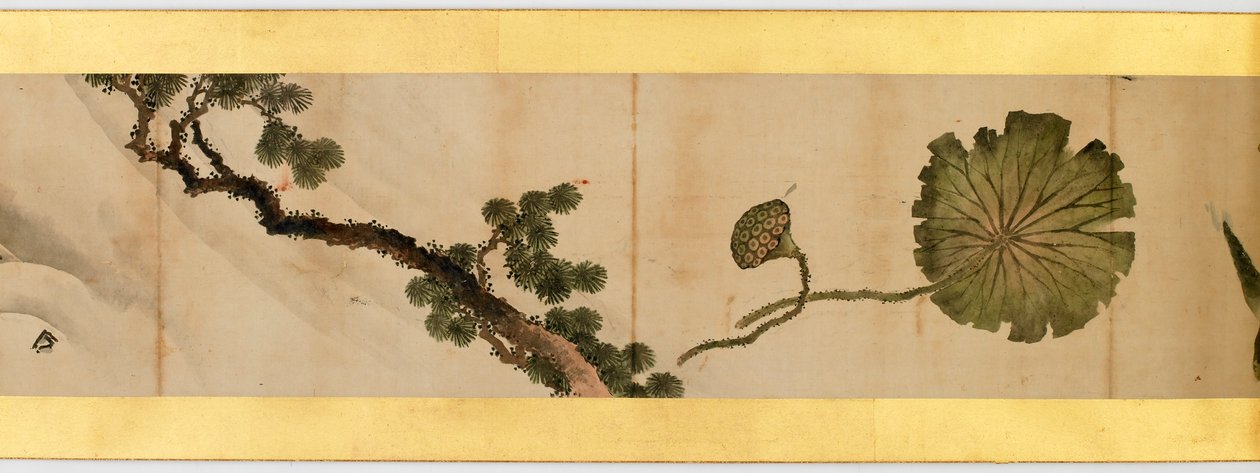 Detail ručního rolování s různými obrázky, období Edo, 1839 inkoust a barva na papíře od Katsushika Hokusai