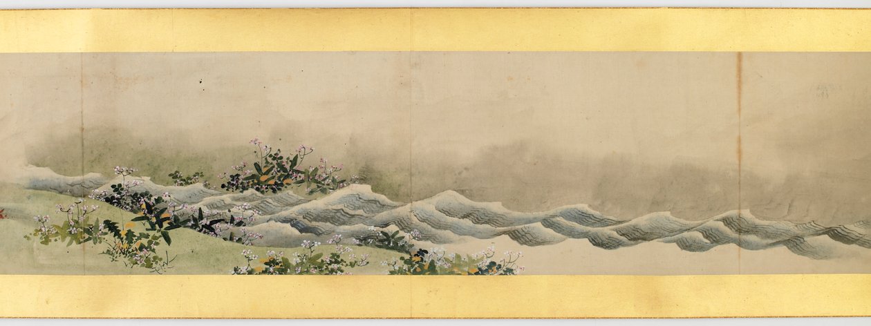 Detail ručního rolování s různými obrázky, období Edo, 1839 inkoust a barva na papíře od Katsushika Hokusai