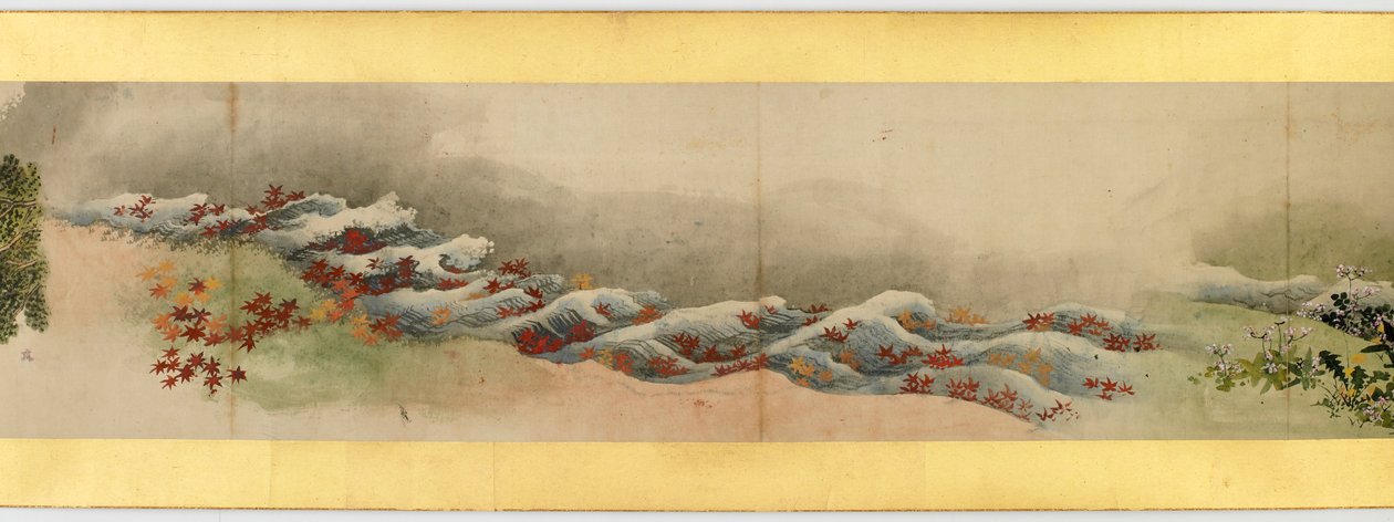 Detail ručního rolování s různými obrázky, období Edo, 1839 inkoust a barva na papíře od Katsushika Hokusai