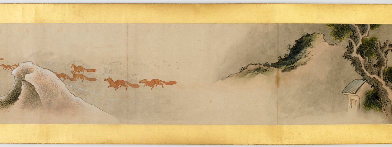 Detail ručního rolování s různými obrázky, období Edo, 1839 inkoust a barva na papíře od Katsushika Hokusai