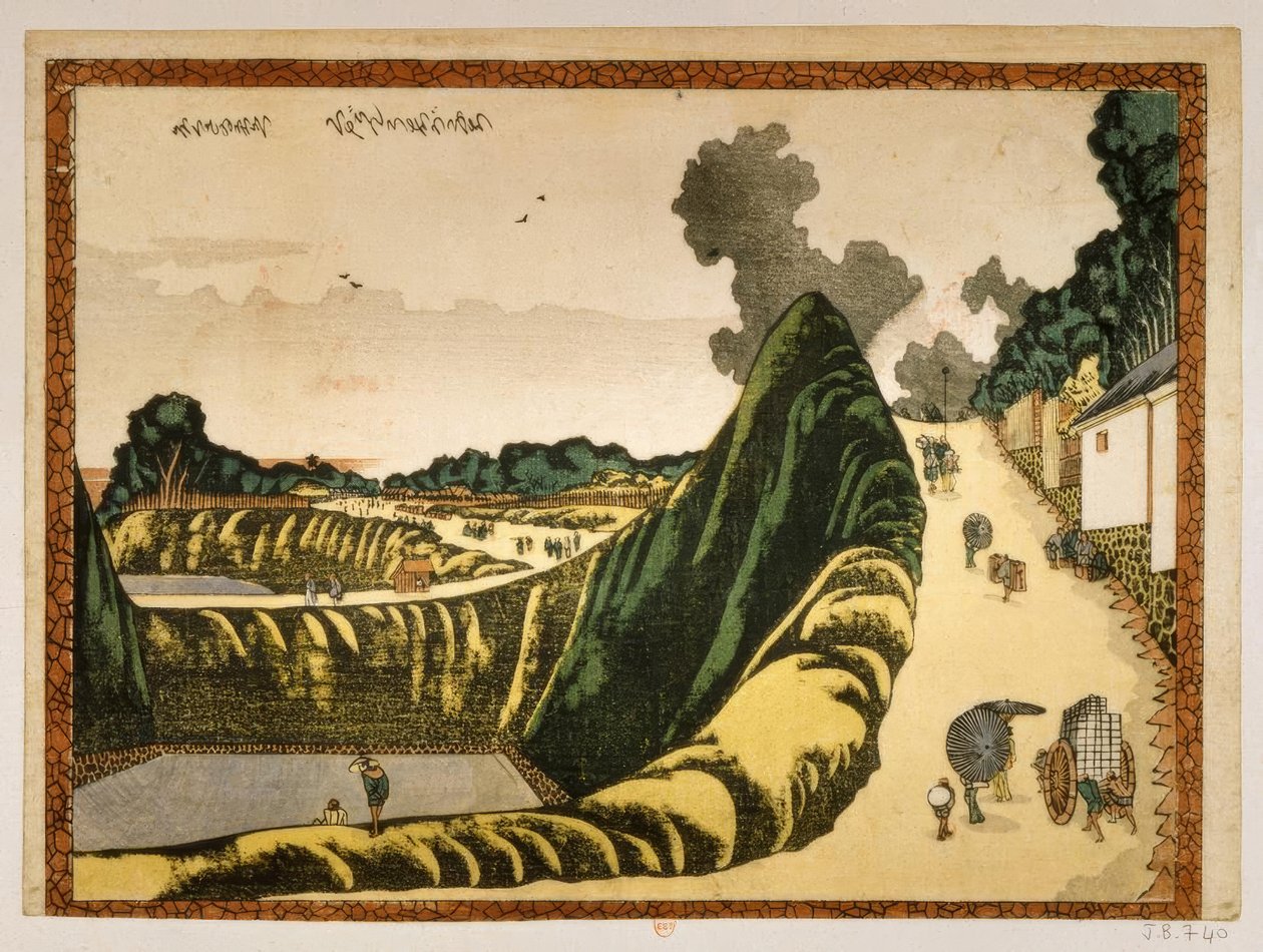 Vesnice na silnici z Ushigafuchi do Kudanu od Katsushika Hokusai