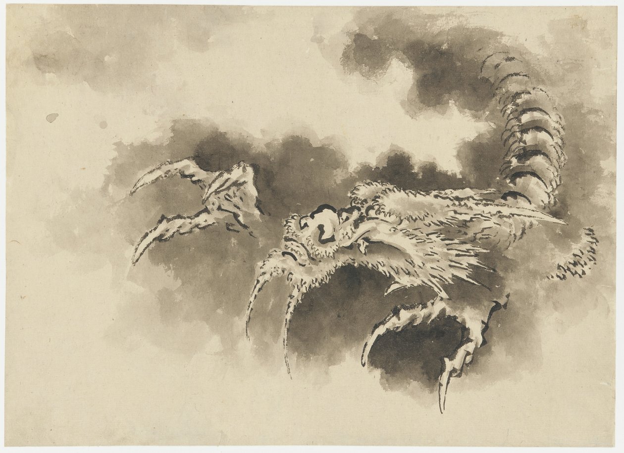 Drak vystupující z mraků, období Edo (tuš na papíře) od Katsushika Hokusai