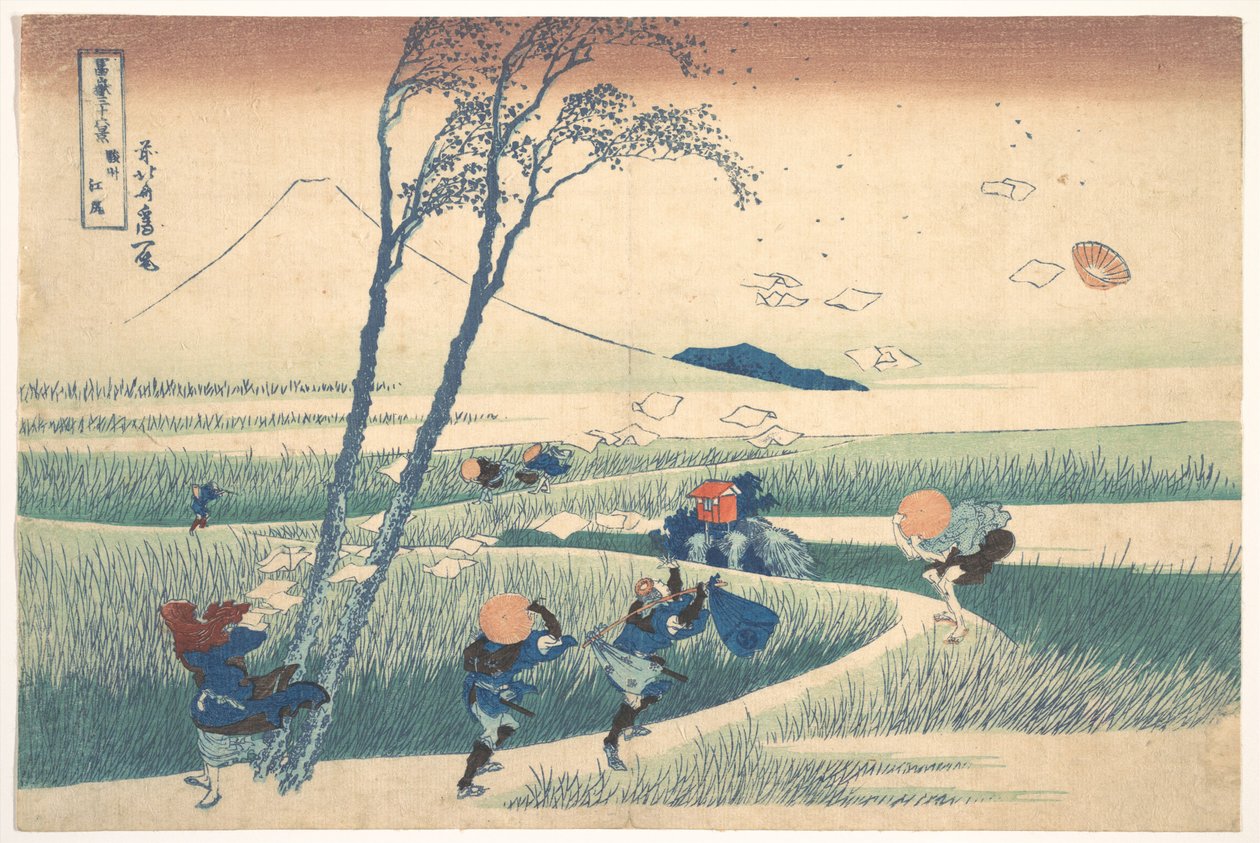 Ejiri v provincii Suruga (Sunshū Ejiri), ze série „Třicet šest pohledů na horu Fuji“ (Fugaku sanjūrokkei) od Katsushika Hokusai