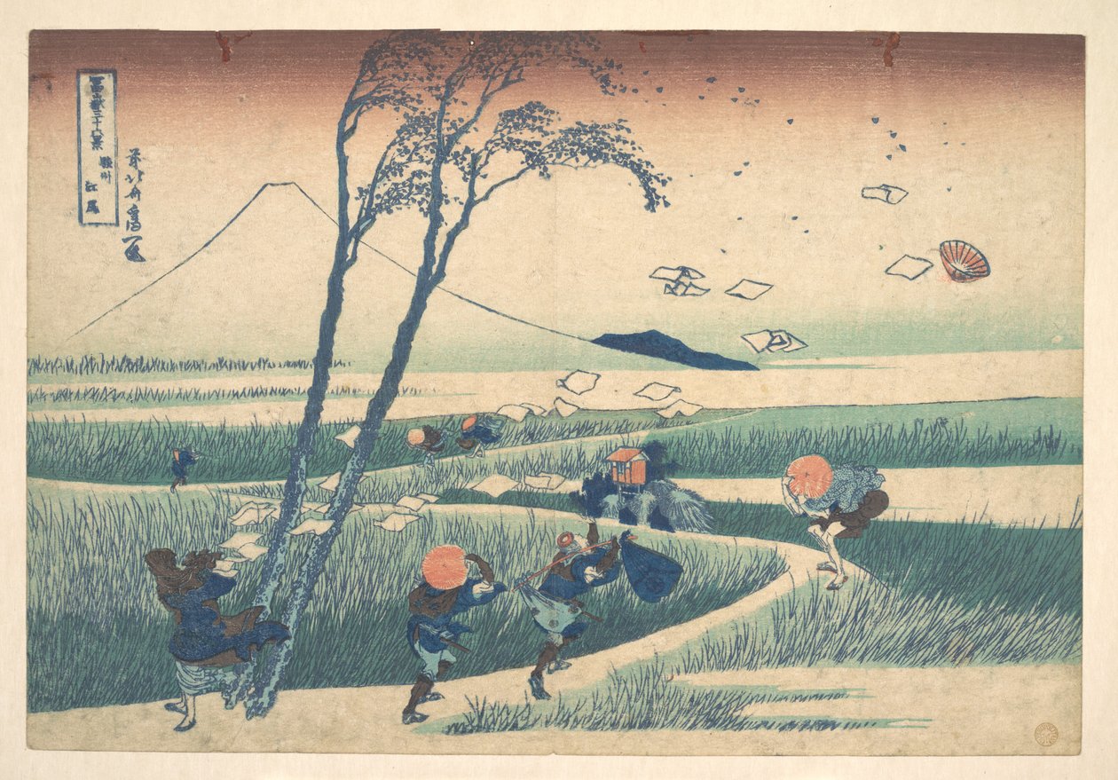 Ejiri v provincii Suruga (Sunshū Ejiri), ze série „Třicet šest pohledů na horu Fuji“ (Fugaku sanjūrokkei) od Katsushika Hokusai