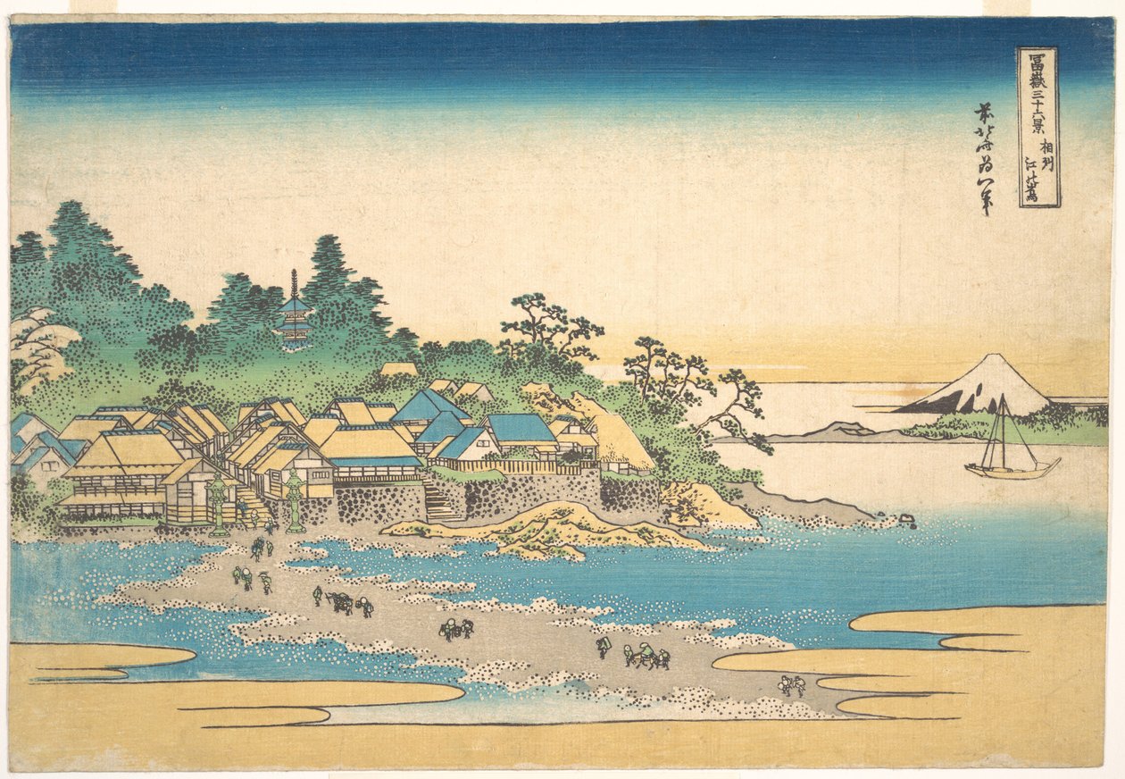Enoshima v provincii Sagami (Sōshū Enoshima), ze série „Třicet šest pohledů na horu Fuji“ (Fugaku sanjūrokkei) od Katsushika Hokusai