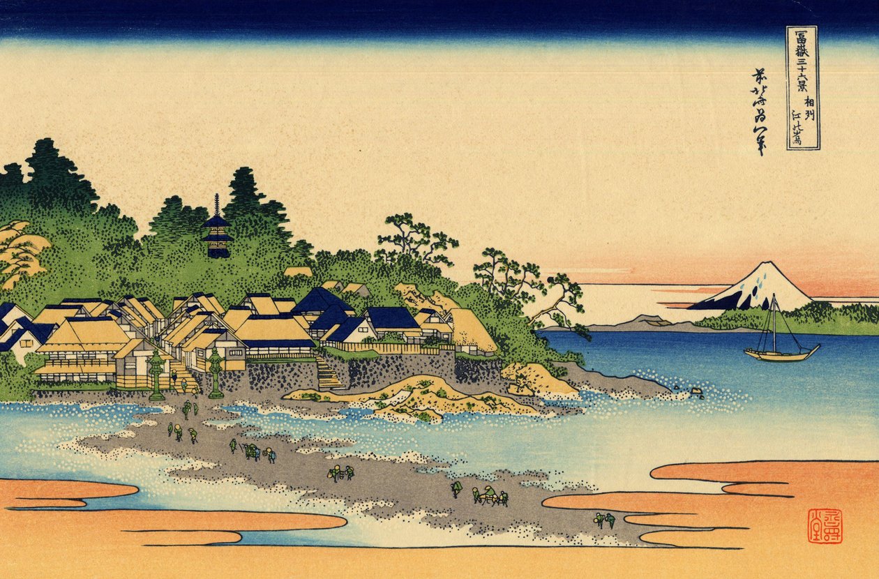 Enošima v provincii Sagami, kolem roku 1830 (dřevotisk) od Katsushika Hokusai